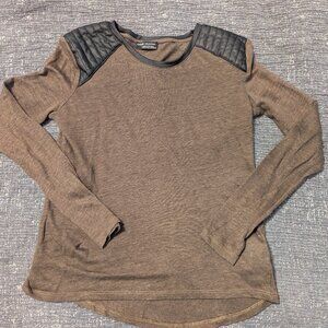 Zara Green/Brown Top with Leather shoulder detail